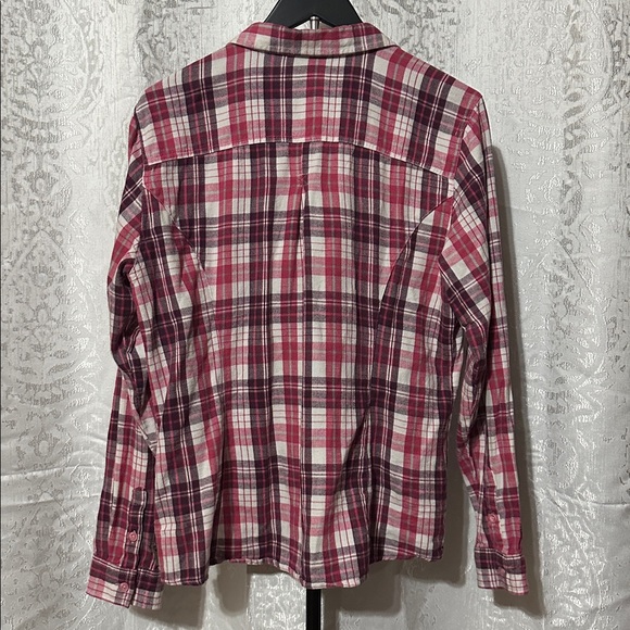 Guide Series Women’s Pink & Purple Plaid Flannel Shirt, Large - Picture 3 of 4